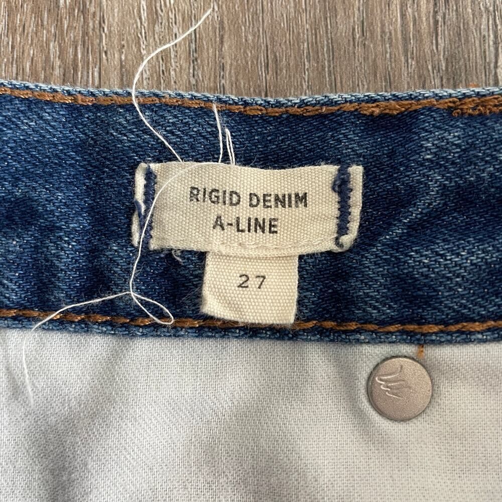 Madewell Rigid Denim A-Line Mini Skirt Floral Embroidered - Size: 27 - Picture 6 of 8